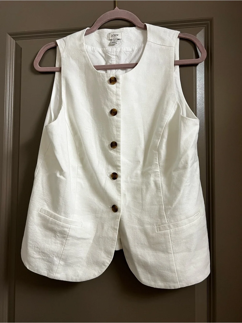 J CREW Linen Vest White Size 10